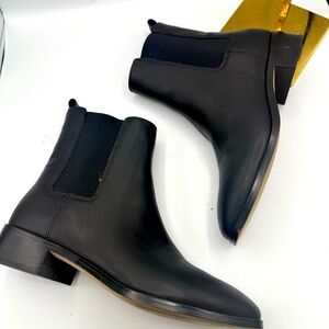 J. Crew Black Chelsea Vegan Leather Block Heel Boots, size 8.5